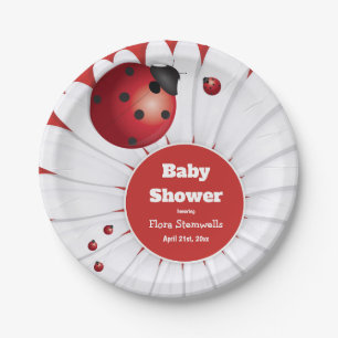 Ladybug Red White Black Baby Shower Paper Plate