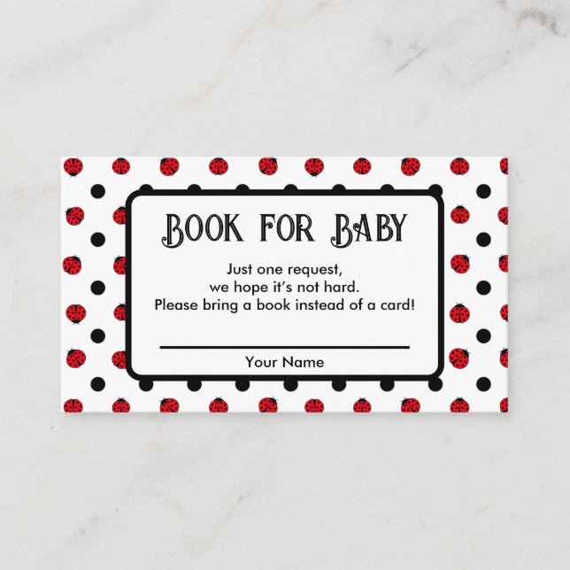 Ladybug retro polka dots Book request Baby Shower  Enclosure Card (Front)