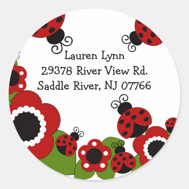 Ladybug Return Address Birthday Sticker (Front)