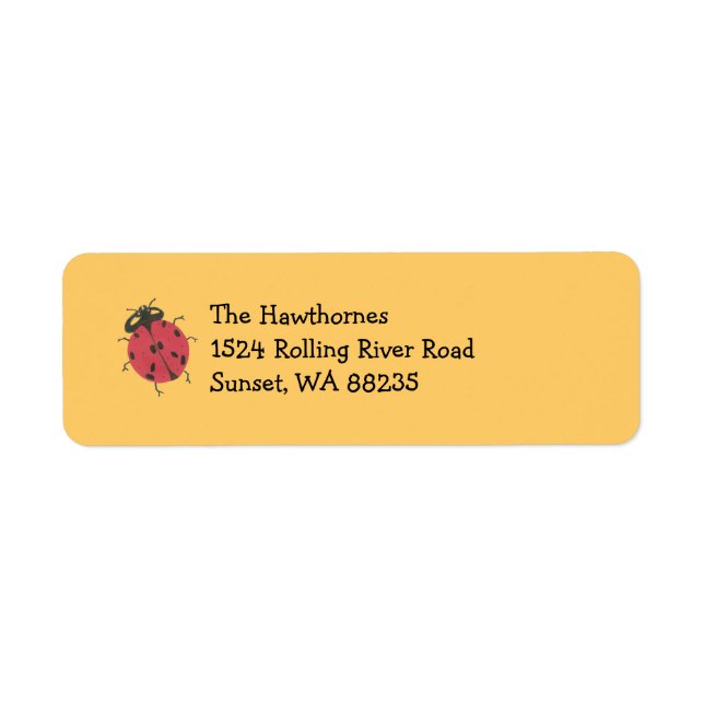 Ladybug return address label -- peach (Front)