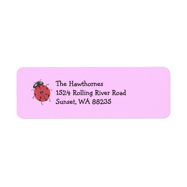 Ladybug return address label -- pink (Front)