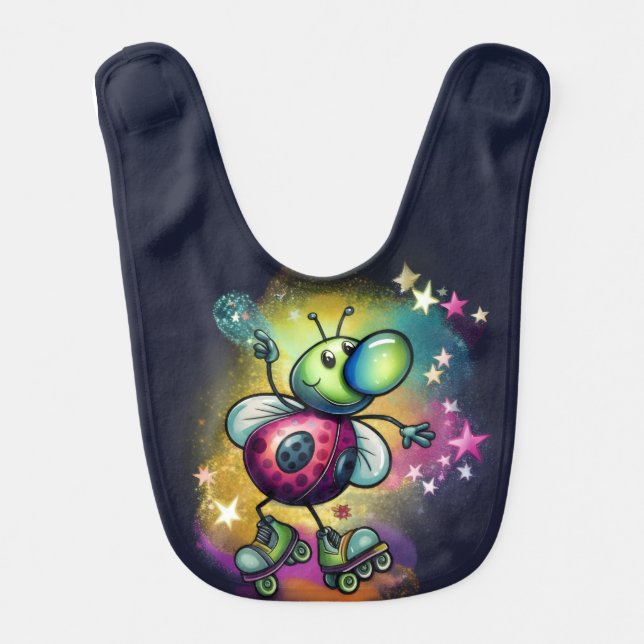 Ladybug Roller Disco Baby Bib (Front)