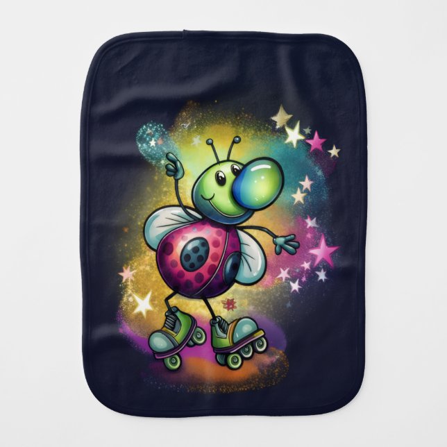 Ladybug Roller Disco Burp Cloth (Front)