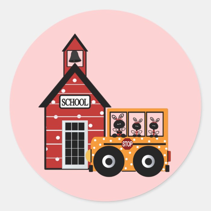 Ladybug School and School Bus Tshirts and Gifts Round Stickers