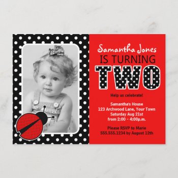 Ladybug Second Birthday Party Invitation by prettypicture at Zazzle