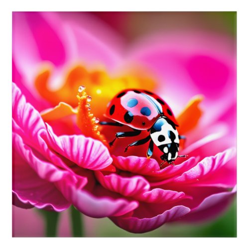 Ladybug Serenity Vibrant Pink Garden Flower Acrylic Print