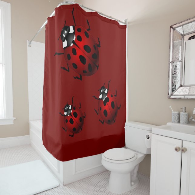 Ladybug Shower Curtain Ladybug Ladybird Bath Decor (In Situ)