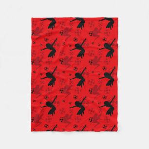 Ladybug Silhouette Red Pattern Fleece Blanket