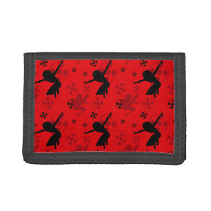 Ladybug Silhouette Red Pattern Trifold Wallet