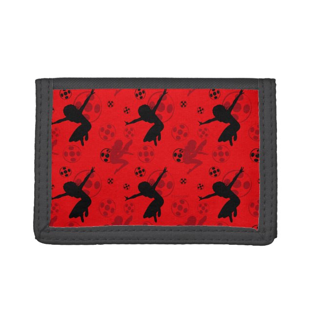 Ladybug Silhouette Red Pattern Trifold Wallet (Front)