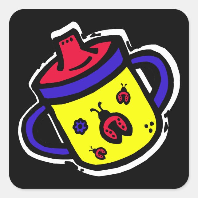 ladybug sippy cup square sticker (Front)