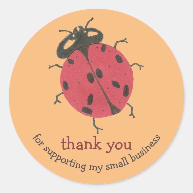 Ladybug small business thank you sticker (Front)