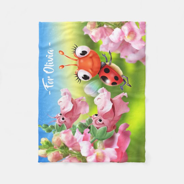 Ladybug & Snap Dragons fleece blanket (Front)