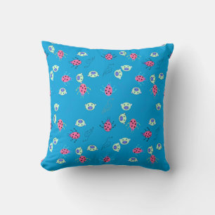 Ladybug, Sparrow & Animal Face Pattern Throw Pillow