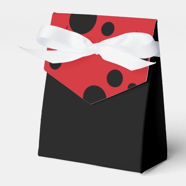 Ladybug Spots Baby Shower Black Treat Favor Boxes (Front Side)