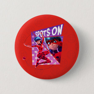 Ladybug Spots On Purple Graphic Button