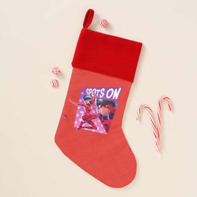 Ladybug | Spots On Purple Graphic Christmas Stocking (Front)