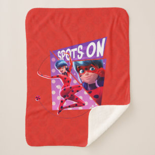 Ladybug Spots On Purple Graphic Sherpa Blanket
