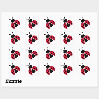 Ladybug Square Sticker | Zazzle