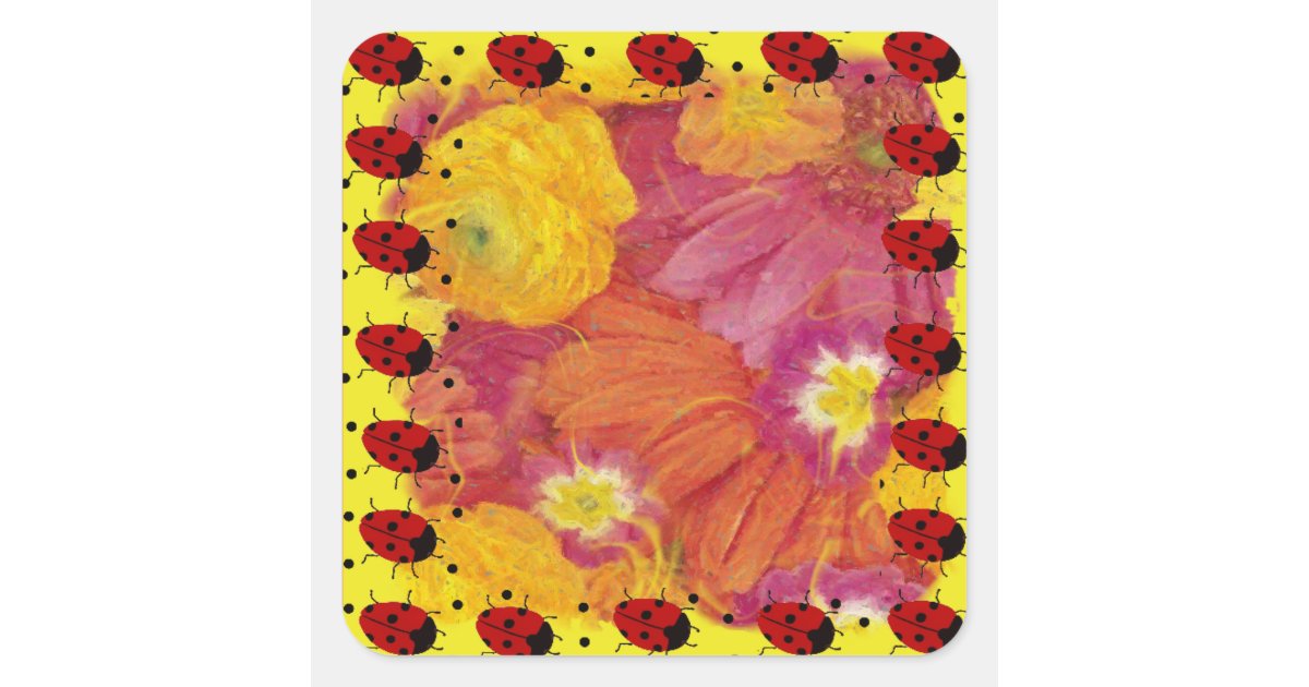 Ladybug Square Sticker | Zazzle