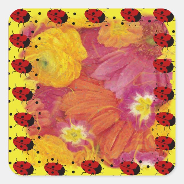 Ladybug Square Sticker (Front)