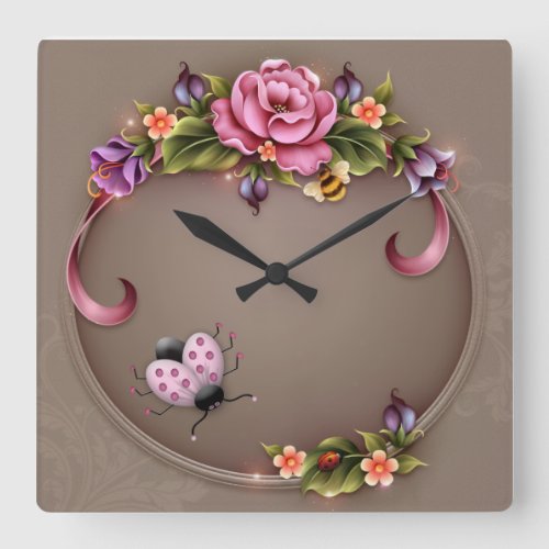 Ladybug Square Wall Clock