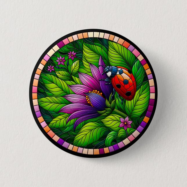 Ladybug Stained Glass Button (Front)