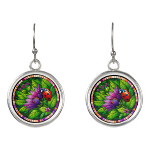 Ladybug Stained Glass Earrings