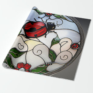 Ladybug Stained Glass Insects Wrapping Paper