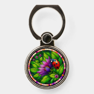 Ladybug Stained Glass Phone Ring Stand