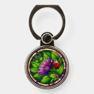Ladybug Stained Glass Phone Ring Stand