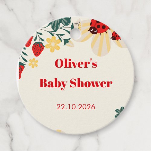 Ladybug & Strawberry Baby Shower Favor Tags