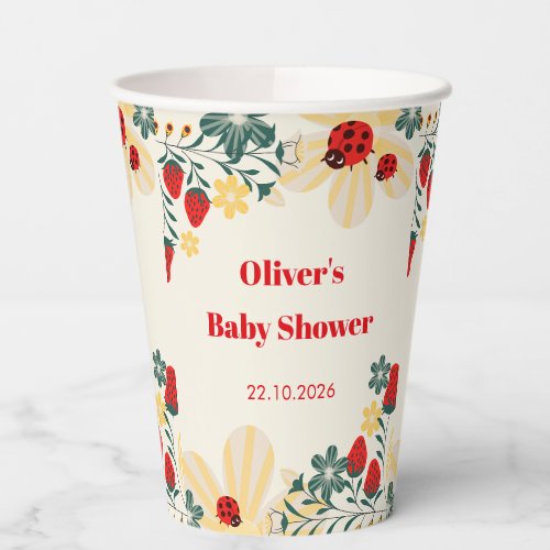 Ladybug & Strawberry Baby Shower Paper Cups