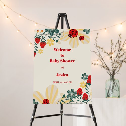 Ladybug &amp; Strawberry Baby Shower Welcome Sign