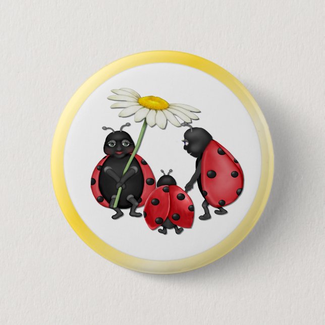 Ladybug Stroll Pinback Button (Front)