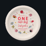 Ladybug Summer 1st Birthday Party Paper Plates<br><div class="desc">Cute ladybug theme 1st birthday party plate featuring illustration of cute red and pink bugs with wildflowers. The text says "our girl is one cute bug."</div>