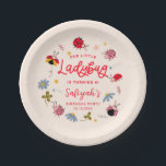 Ladybug Summer Birthday Party Paper Plates<br><div class="desc">Cute ladybug theme birthday party plate featuring illustration of cute red and pink bugs with wildflowers. The text says "our little ladybug is turning X."</div>