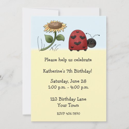 Ladybug Sunflower Invitation