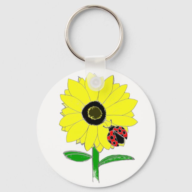 LadyBug & Sunflower Keychain (Front)