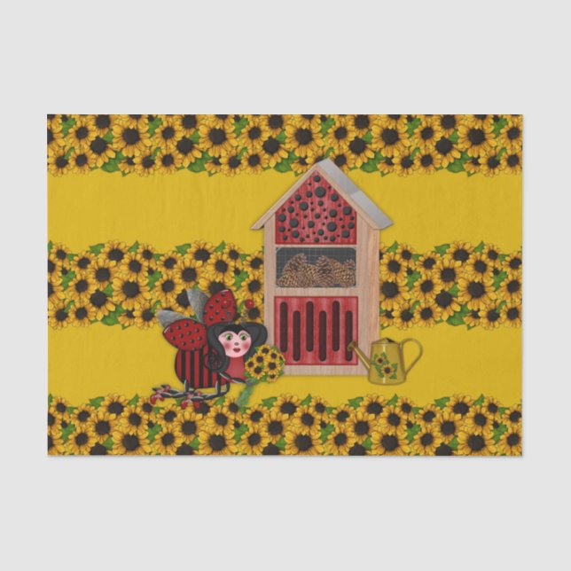Ladybug, Sunflowers, and House, Yellow-1- Tissue Paper (Front)