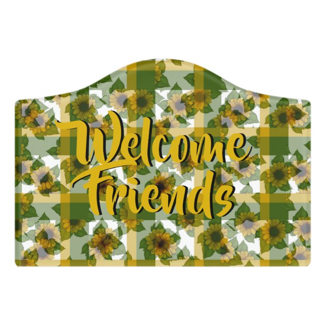 Ladybug-Sunflowers-Plaid- Door Sign (Small Crest Front)