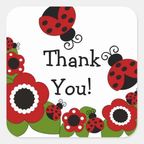 Ladybug Thank You Birthday Square Sticker Square Sticker