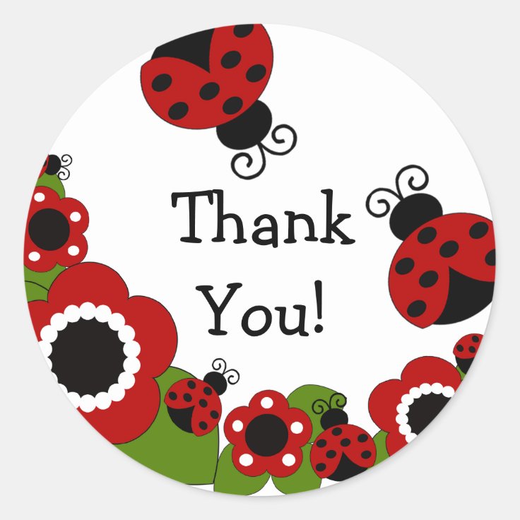 Ladybug Thank You Birthday Sticker Zazzle