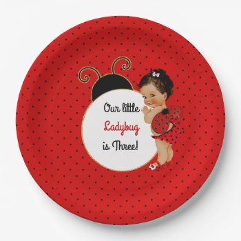 Ladybug Theme Baby Girl Red & Black Paper Plates by nawnibelles at Zazzle