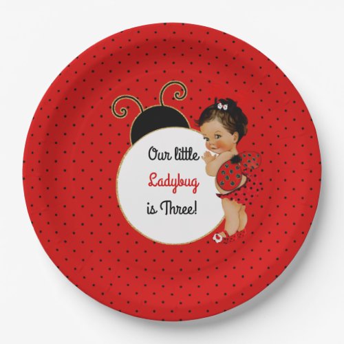 Ladybug Theme Baby Girl Red  Black Paper Plates