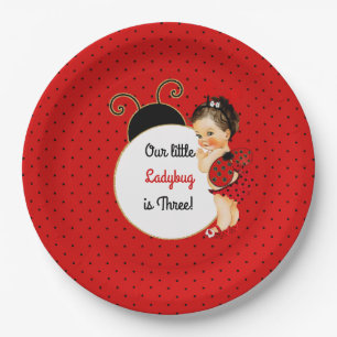 Ladybug Theme Baby Girl Red & Black Paper Plates