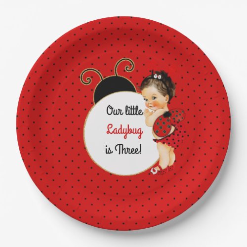 Ladybug Theme Baby Girl Red  Black Paper Plates