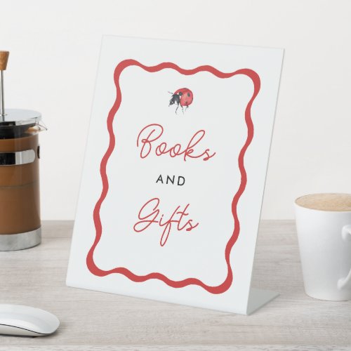 Ladybug Theme Party Books and Gifts  Pedestal Sign