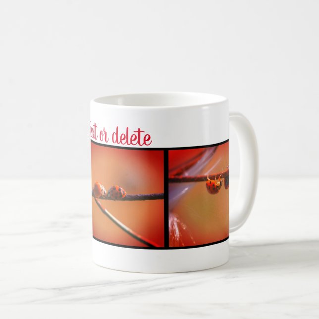 Ladybug Trio Nature Photography Personalized Coffee Mug (Front Right)