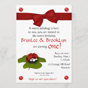 Ladybug Twins #3 Party Invitation